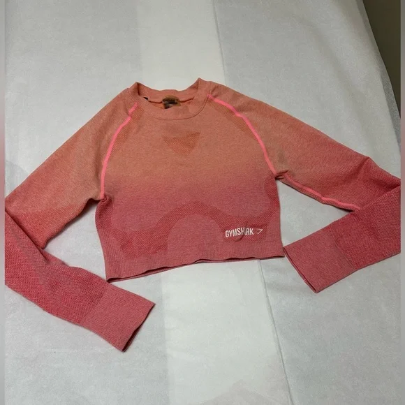 long sleeve crop top gymshark peach ombre